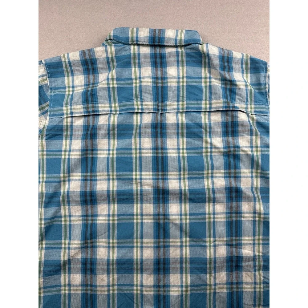 The North Face Button Down Shirt Mens XL Blue Fast Dry Mesh Vented Short Sleeve